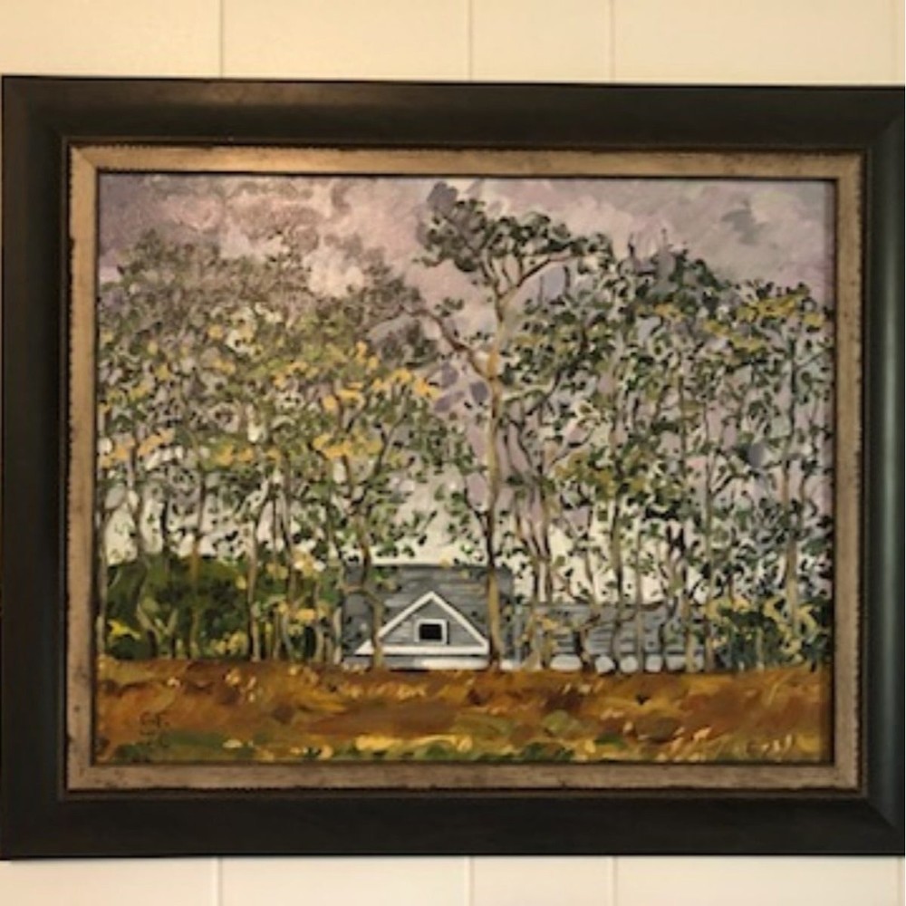 House Below Hill‎ Acrylic Painting Artwork 16x20 Canvas with wood frame